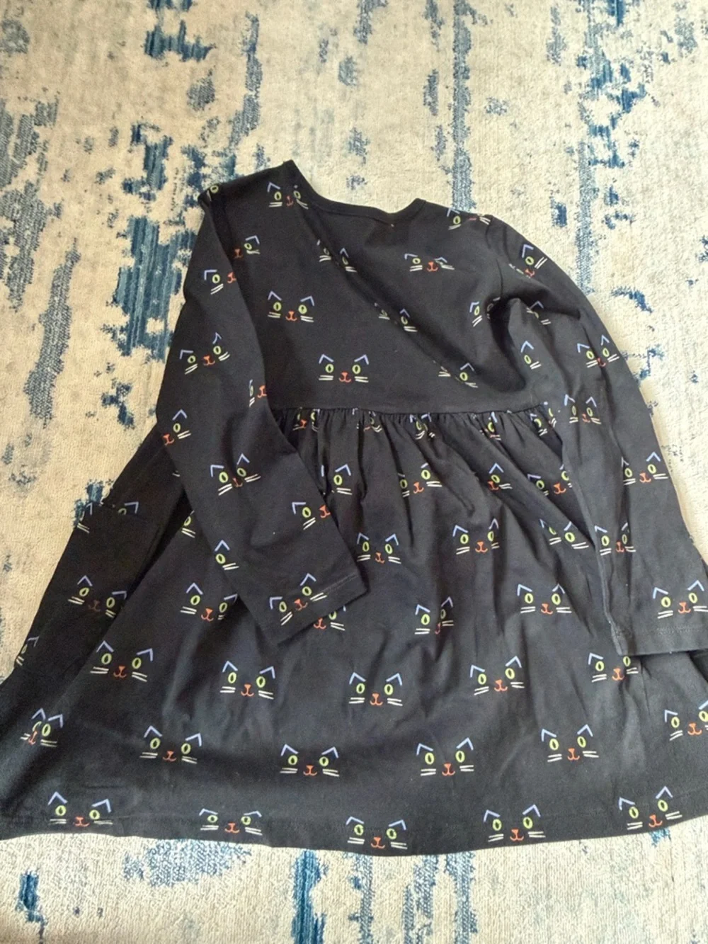 Hanna Andersson Black Long-Sleeve Cat Face Print Dress - Picture 7 of 7